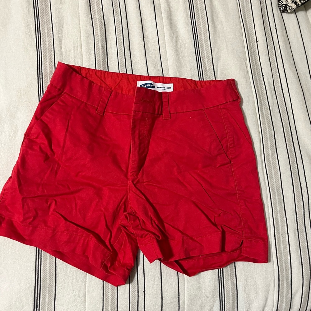 old navy red midi shorts